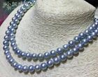 Double Strands 9-10Mm South Sea Light Silver Grey Round Pearl Necklace 18"19"