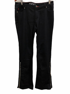 Peace Love World Women's Boot-Cut Denim Jeans with Side Zip Detail Black Size 10
