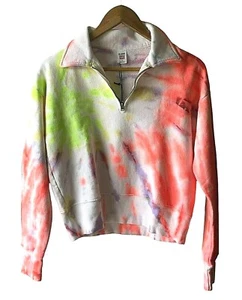 Re/Done + Hanes Size S 70s 80's Tie-Dyed Cotton Sweatshirt Neon $265 -New - Picture 1 of 7