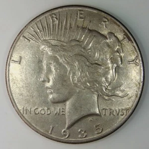 Dólar de plata Peace 1935 $1 moneda de Estados Unidos 90% AU Z699 - Imagen 1 de 4