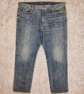 Mens 40 X 32 Jeans Whiskered Distressed Embroidered 5 Pocket Studded Denim Pants - Picture 1 of 14