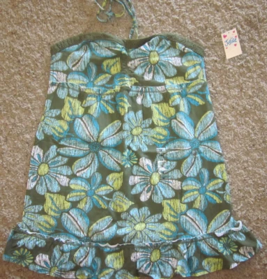  Top Halter Justice Girls 18 Oliva/Multi Floral Nuevo con Etiquetas Ideal para Verano ¡LINDO! Foto 1 de 3