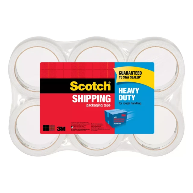 Scotch 980022771 60 Yards Heavy Duty Shipping Packaging Tape - 6 Pack - Clear