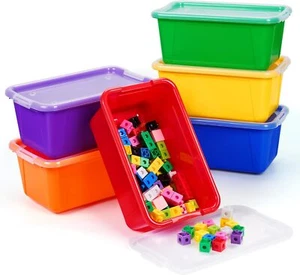 Colored Plastic Storage Bins with Lids, Stackable Containers,Storage Organizer - Picture 1 of 12