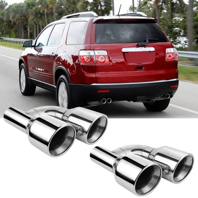 Punta de escape doble de acero inoxidable estilo cuádruple de 4" corte inclinado para GMC Acadia 2007-17 Foto 1 de 4