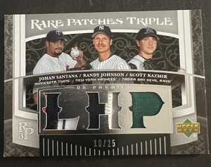2007 Upper Deck premier rare patches triple Randy Johnson Kazmir Santana 18/25 - Picture 1 of 2