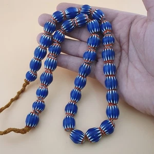 Cadena de cuentas Chevron azules estilo veneciano vintage - Imagen 1 de 22