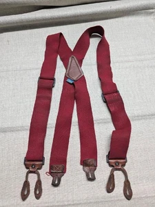 Vintage SPORTLER elastische Canvas HOSENTRÄGER rot LEDER Jagd Hosenträger - Bild 1 von 6
