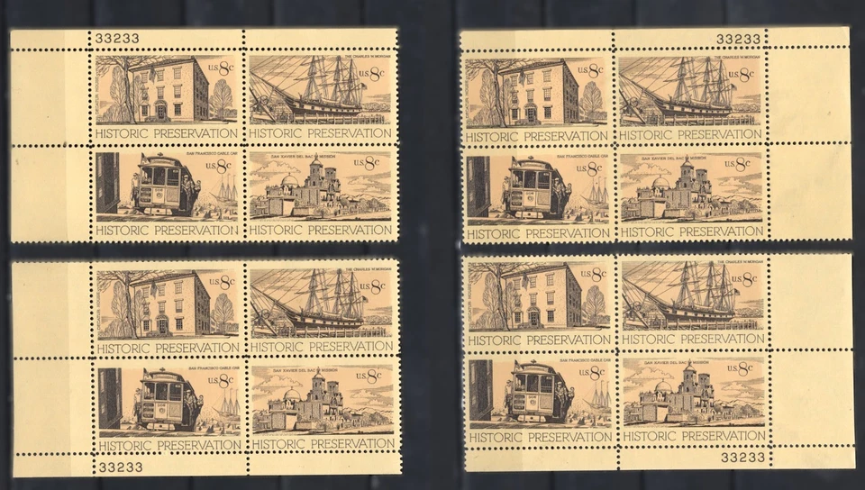 1972 Historic Preservation 4 Corner Plate Number Blocks SC #1440-1443 OG MINT NH - Image 1 of 1
