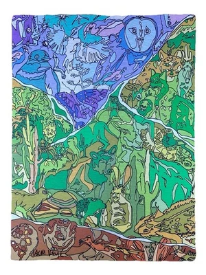 Arizona 'Animales del desierto'/Dibujado a mano medios mixtos y arte digital/decoración de metal Foto 1 de 4