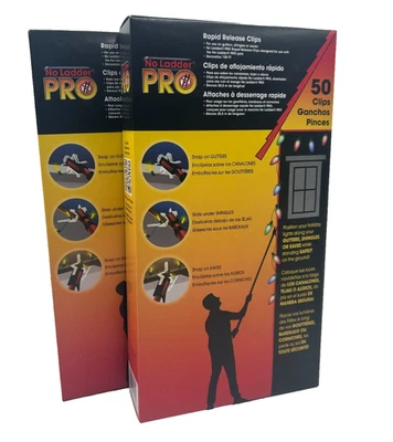 2-PACK NO LADDER Pro Rapid Release Clips Holiday Lights Gutter 50 PER BOX - Image 1 of 3