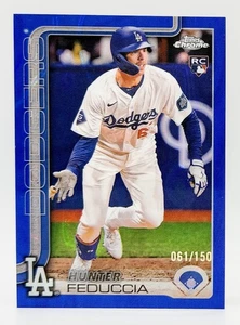 2025 Topps Chrome Blue Refractor #288 Hunter Feduccia RC 61/150 Dodgers - Bild 1 von 2