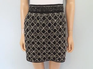 NWT Christian Dior Black/Metallic Knit Cannage Mini Skirt Size F 34/US 2 - Picture 1 of 12
