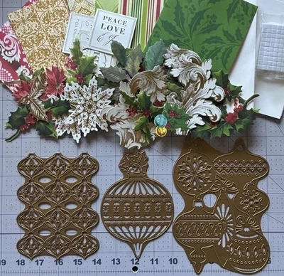 Anna Griffin CHRISTMAS ORNAMENTS Cards Emboss BAUBLES Die  BONUS DIE CUTS lot - Image 1 of 4