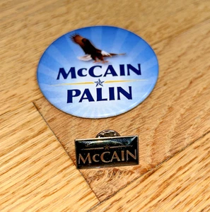 2008 McCAIN - PALIN - Eagle Button + McCAIN TAB - Picture 1 of 5