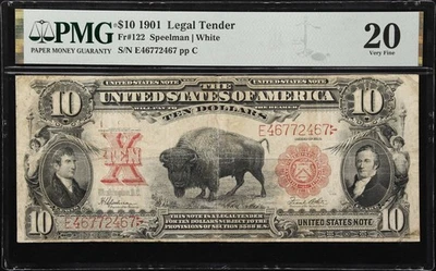 Fr. 122. 1901 $10 Legal Tender Note. PMG Very Fine 20. - Image 1 of 2