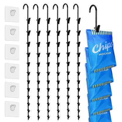 Черный металлический подвесной органайзер с 12 крючками 6 шт для кладовой кухни гаража LOLA - Изображение 1 из 4