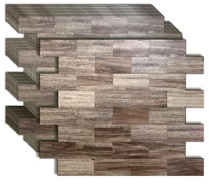 Azulejo para salpicaduras de 10 hojas pelar y pegar, PVC mezclado meta, l palo en cocina, B... - Imagen 1 de 6