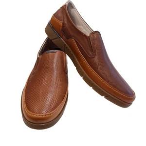 NEW! Fluchos Barry Men’s Brown Leather Loafers W/ Dynergy Max Tech. US 10 EU 44 - Picture 1 of 14