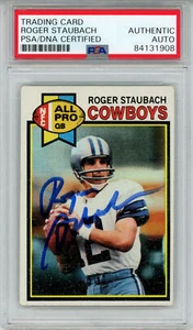 Roger Staubach Autographed 1979 Topps #400 Trading Card PSA Slab 43562 - Picture 1 of 2