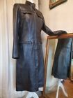 REAL LEATHER Longline Black Jacket Trench Coat Small MATRIX Steampunk