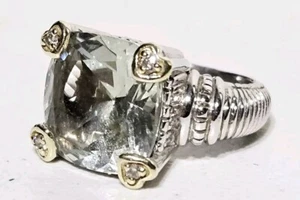 Vintage Judith Ripka 18K Gold Sterling Diamant Prasiolith 5,25 Ring 8,9 Gramm - Bild 1 von 19