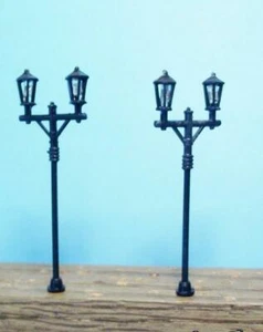 New LED HO Scale 2 Lamp Street Cast Iron Look Lights 8 Lights W/Diagram 16V 2LC - Picture 1 of 1
