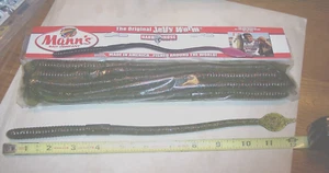 Manns 12" Jelly Worm 10 Stück Wassermelone rot Magic Barsch Angelköder eingestellt - Bild 1 von 8