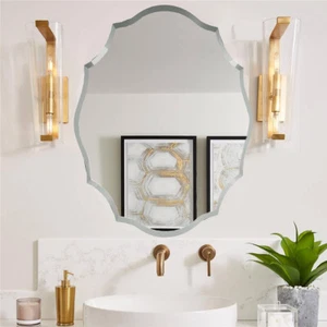 Beveled Oval Wall Mirror Silver Mirrors with MDF Backplane for Bathroom Entryway - Picture 1 of 17
