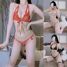 Sheer Lace Bra and Thong Set for Women Provocative See Through Lingerie