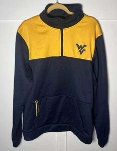 West Virginia University 1/4 Zip Blue Pullover Fleece Sweatshirt Size Large - Picture 1 of 11