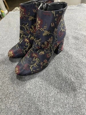 Botas Antonio Melani Azul Breeah Jacquard Talla 8M Floral Satinado Foto 1 de 4