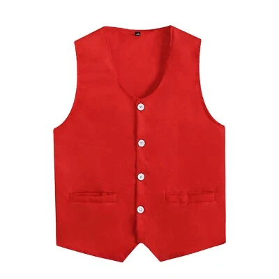 Men Women V Neck Sleeveless Waistcoat Volunteer Waiter Work Uniform Vest Tops - Image 1 of 3