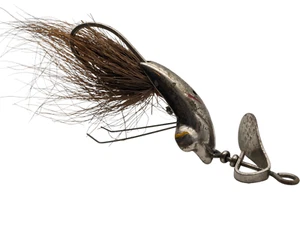 Al Foss Dixie Brown Buck Tailed Weighted Spinner Jig Vtg. Fishing Lure-Free Ship - Picture 1 of 11