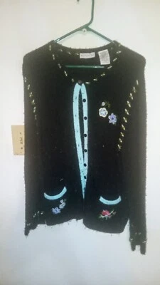 Cárdigan tejido ciervo blanco vintage bordado floral talla M (8/10) Foto 1 de 2