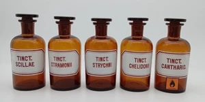 5x Antike Apothekerflasche Braun Vintage Dekoration Sammler Höhe 15cm - Bild 1 von 1