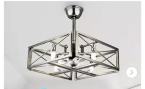 BD2061 20” Indoor 4-Light Square Brushed Nickel Ceiling Fan Oaks Aura Bella Depo - Picture 1 of 4