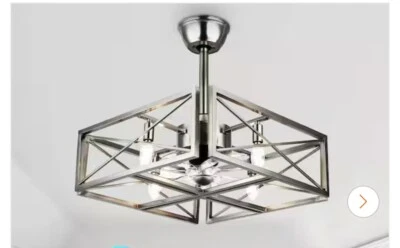 BD2061 20” Indoor 4-Light Square Brushed Nickel Ceiling Fan Oaks Aura Bella Depo - Image 1 of 4