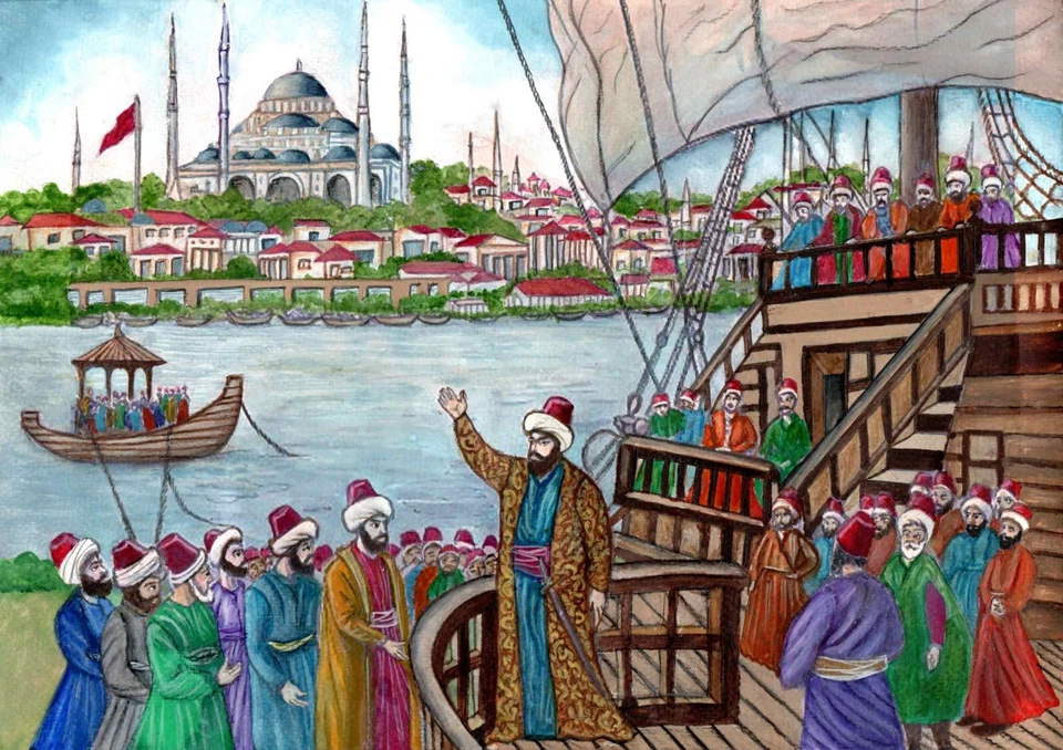 Pintura Original Pintada a Mano Arte Oriental La Conquista Sultán Mehmed II Fateh Foto 1 de 1