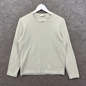 COS Shirt Mens Small Green Crew Neck Fine Ribbed Knit Long Sleeve Sage Cotton - Picture 1 of 7