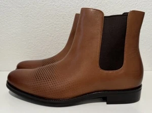 Cole Haan Mens Washington Grand Laser Chelsea Boot Sz 8 Cognac Leather NEW W BOX - Picture 1 of 15