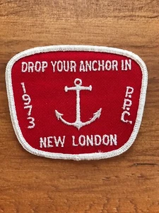 Veg 1973 New London CT 3.75” Sew On Patch Drop Anchor Badge Connecticut PPC - Picture 1 of 4