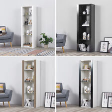 Modern Tall Cabinet Display Bookcase Shelving Units 3 Glass Shelves with LED