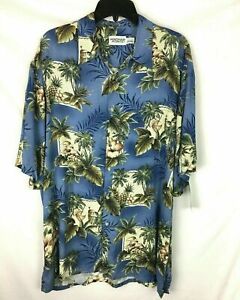 Windham Pointe Men's Blue Hawaiian Shirt Size L
