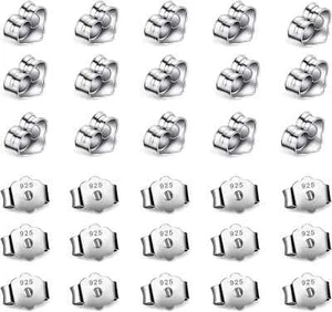 30Pcs/15 Pairs 925 Sterling Silver Earring Backs Replacement Secure Ear Locking - Picture 1 of 7
