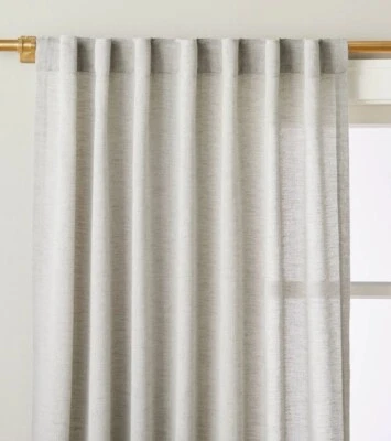 1 HEARTH & HAND MAGNOLIA Lace Insert Curtain Panel  54" x 95"  Gray - Image 1 of 4