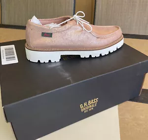 GH BASS LEATHER WOMEN'S SHOES. SIZE: 9.5 WALLACE LUG LOAFERS ROSE GOLD - Picture 1 of 5