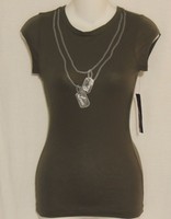 Junior Size Small Green Tee Dog Tag Peace Love 