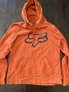 Youth Fox Racing Hoodie Medium Pullover Rust Orange * See Pic Damaged Sleeve* - Picture 1 of 6