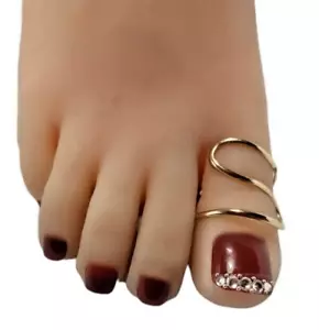 Women's Wedding Gift Solid Metal Adjustable Big Toe Ring 925 Silver - Picture 1 of 5